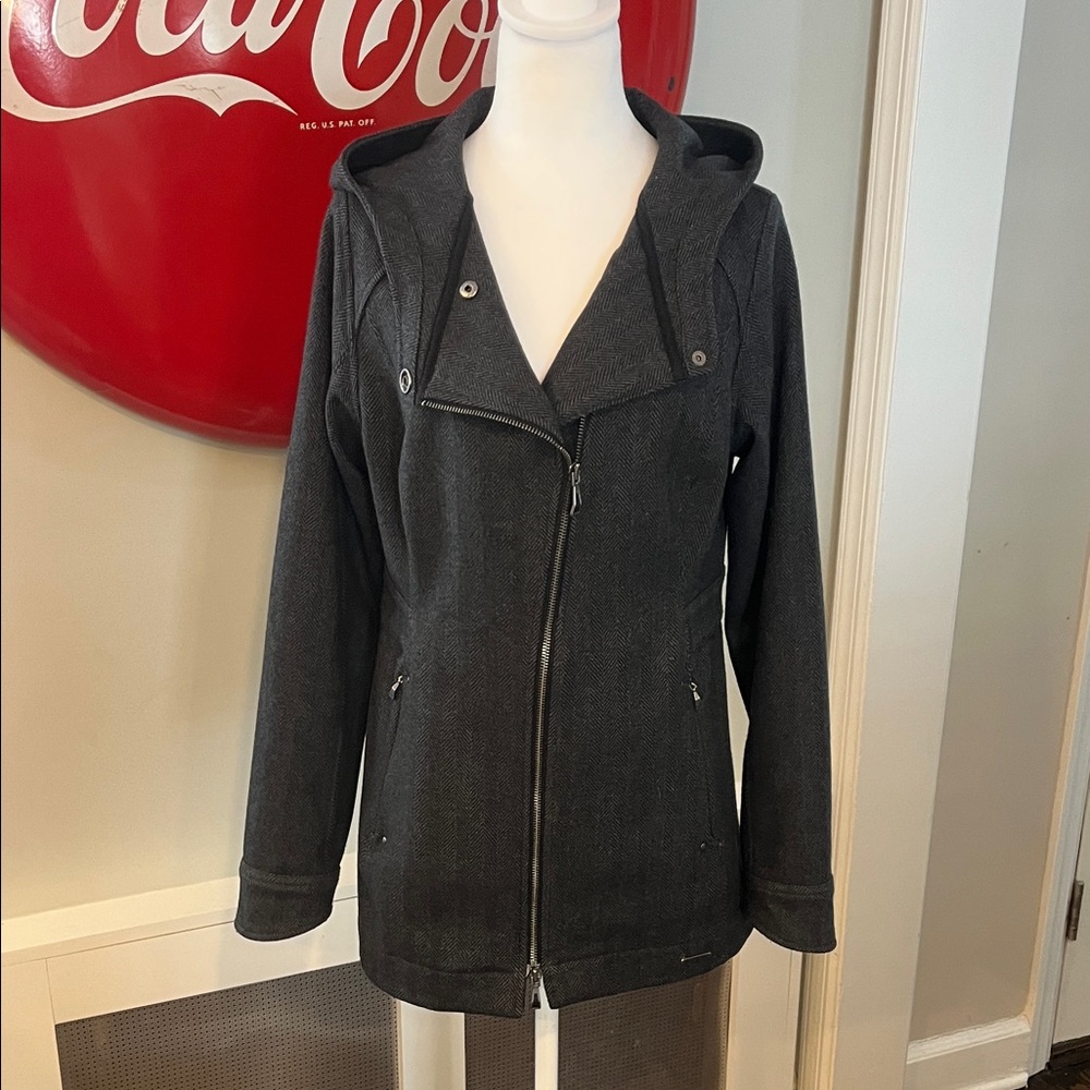 Smartwool Gray Black Hooded Campbell Creek Asymmetric Zip Jacket, size M